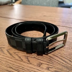 Louis Vuitton Men's Belt - Damier Graphite with Silver Hardware